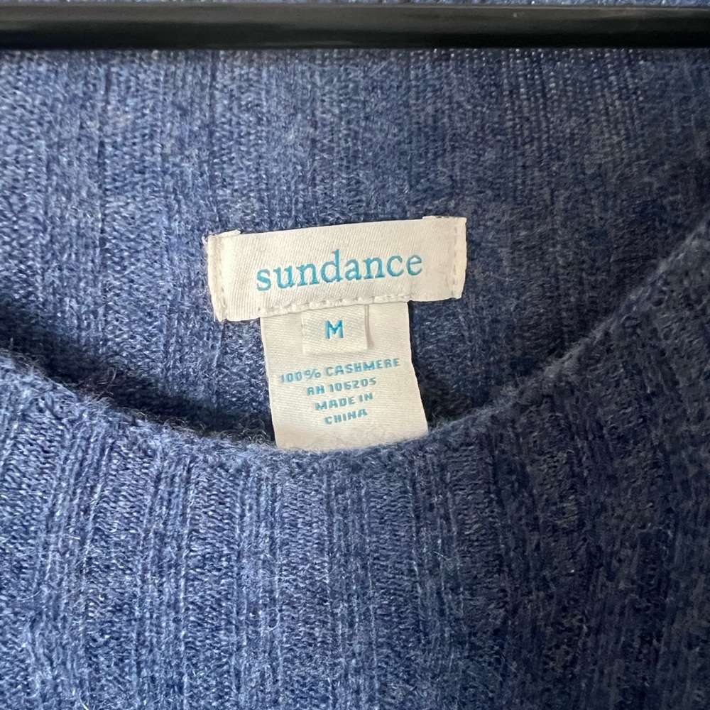 Sundance  BLUE  Cashmere Mockneck RIBBED Sweater Dress